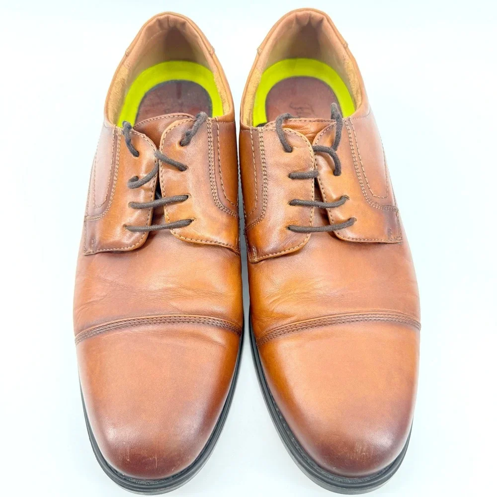 Florsheim Midtown Oxford Men 9.5D Cognac Brown Leather Cap Toe Comfortech Ortho